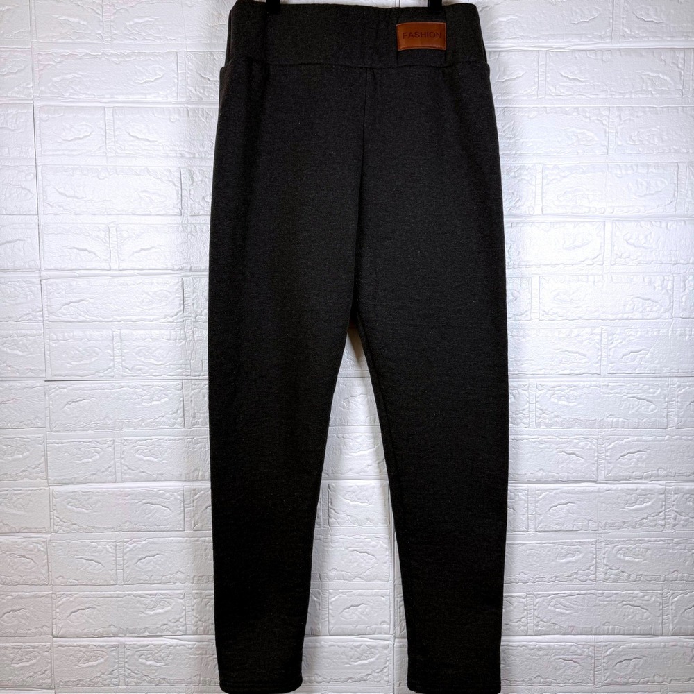 Fashion Fleece Lined Leggings Kids Size 10/12 Charcoal Gray High Waisted Pants